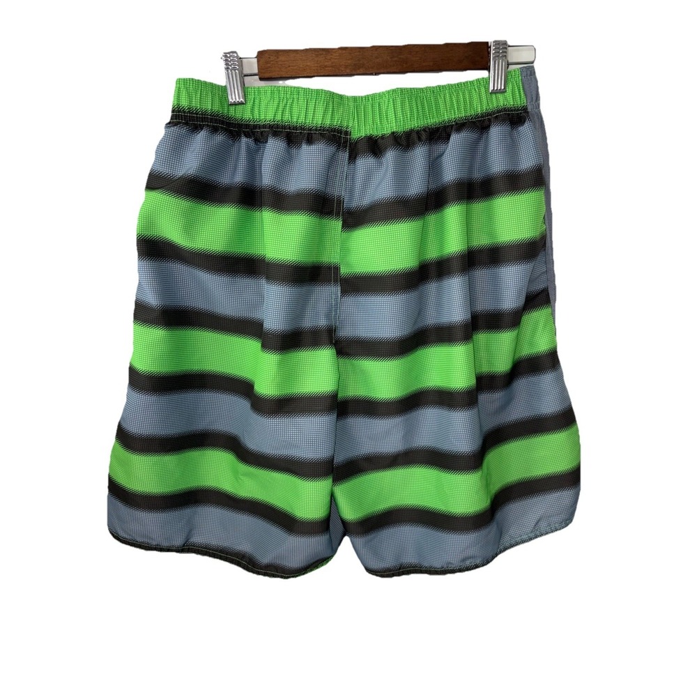 VTG Nike Volley Swim Trunks Men's Large Shorts Striped Purple Green NESS685 - Picture 2 of 14